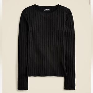 J. Crew Pointelle long-sleeve shirt ribbed lace black size XXS
